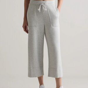 Quince Grey SuperSoft Fleece Cropped Wide Leg Pants
